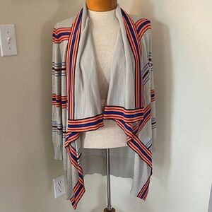 Exclusively Misook striped fountain open front cardigan. Size M NWT